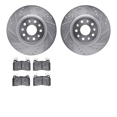 Dynamic Friction Company Front Brake Rotors-Drilled and Slotted-Silver with 5000 Euro Ceramic Brake Pads 7602-46017